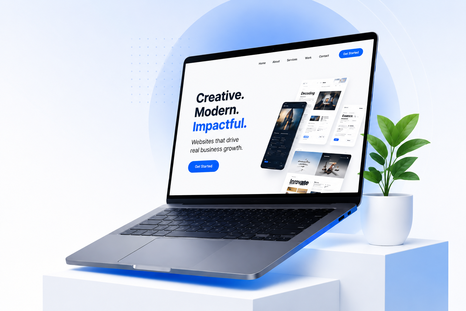 Premium website design displayed on a MacBook